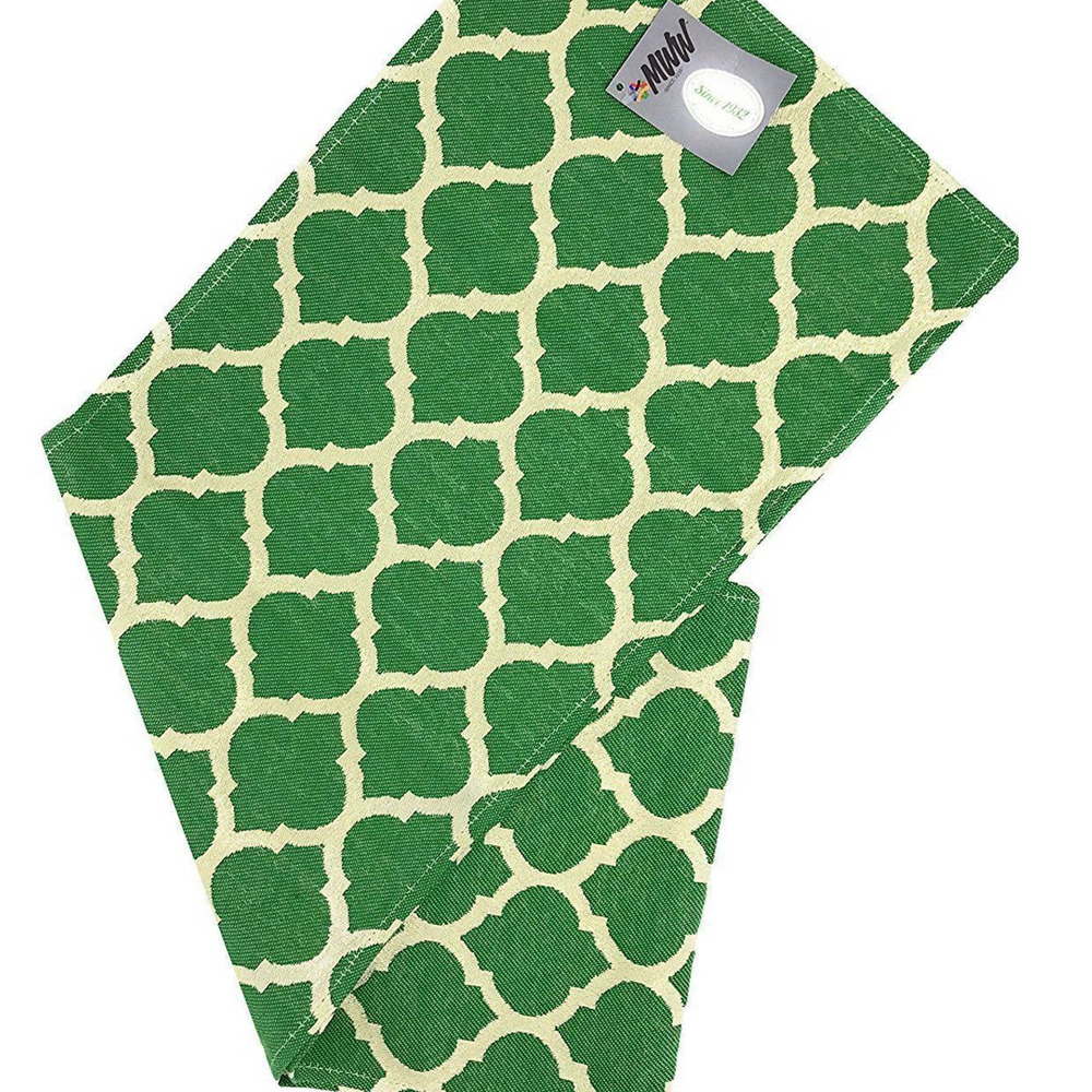 Moroccan Me Crazy Table Runner Ikat Mat Mediterranean Decor Green Shiny NEW